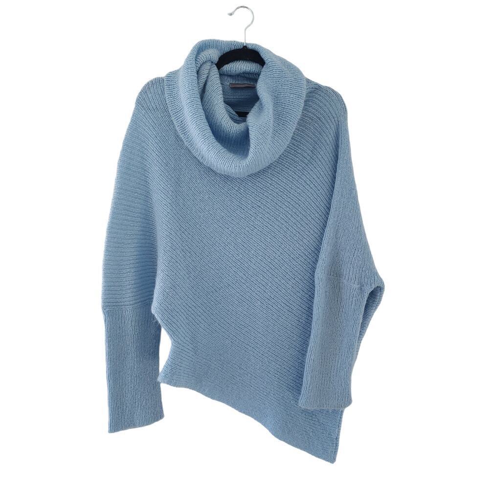 Wooden Ships Sweater Medium Blue Cowl Neck Asymmetric Cozy Knit Vanilla Girl